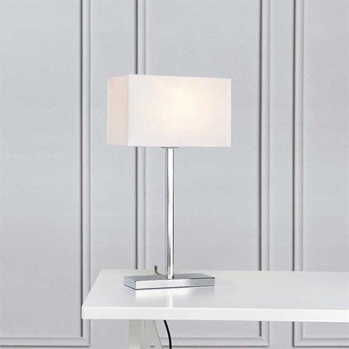 Bordlampe Savoy i Chrome / Hvid