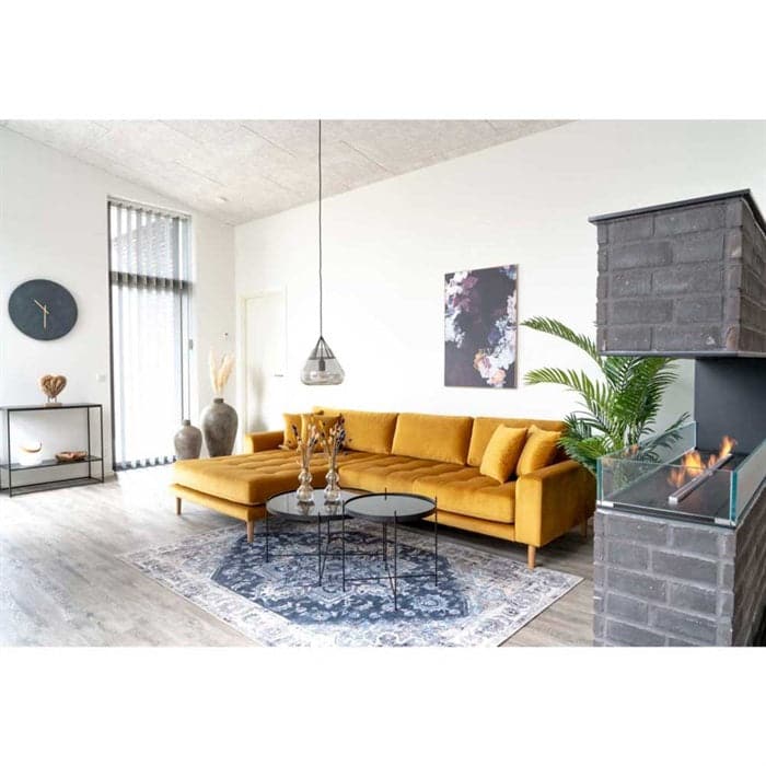 Lido 3-personers Velour Sofa med Chaiselong Venstre - Sennepsgul