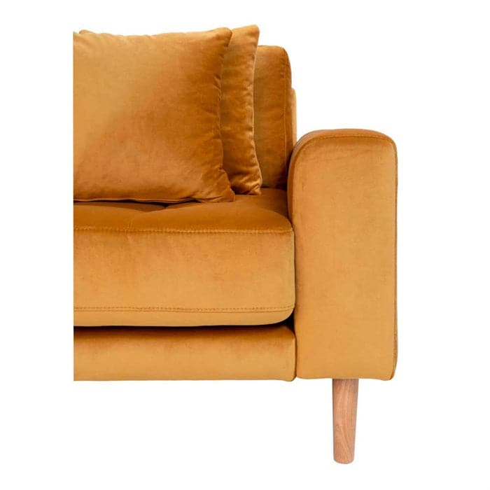 Lido 3-personers Velour Sofa med Chaiselong Venstre - Sennepsgul