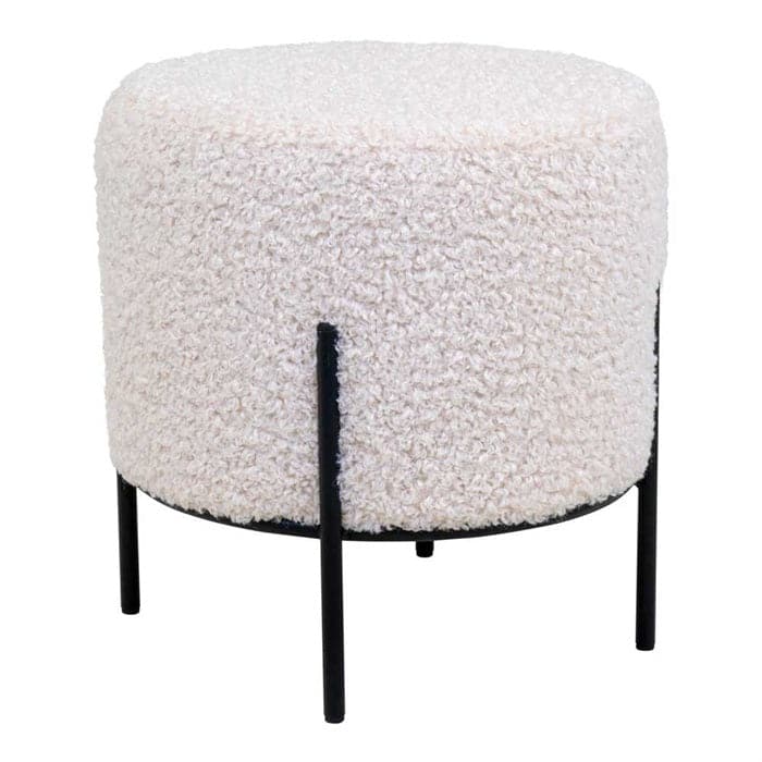 Fluffy puf med sorte ben - creme