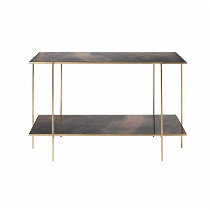 Konsolbord -glasplader og antik messing stel