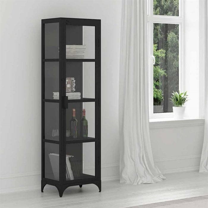 Factoria Vitrineskab 185 cm / single i metal med glaslåger