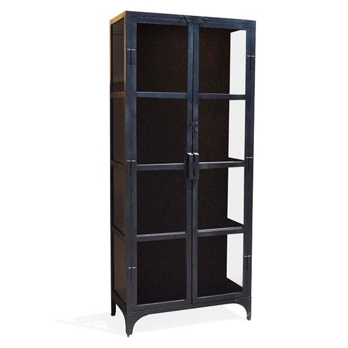 Factoria Vitrineskab 180 cm i metal med glaslåger