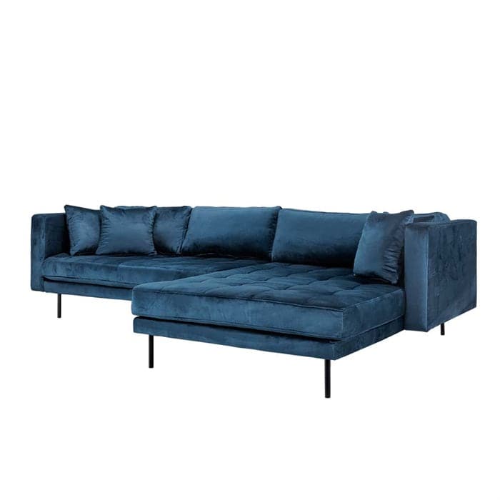 Matteo 3 personers sofa med (vendbar) Chaiselong højre - Blå Velour