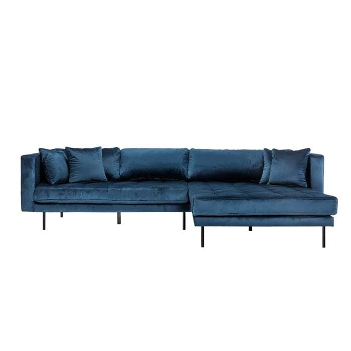 Matteo 3 personers sofa med (vendbar) Chaiselong højre - Blå Velour
