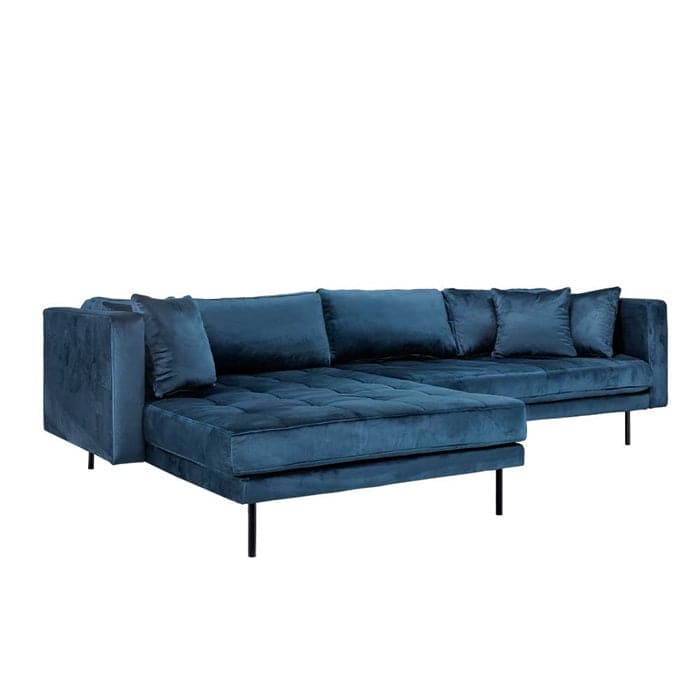 Matteo 3 personers sofa med (vendbar) Chaiselong venstre - Blå Velour
