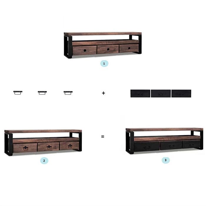 TV-Bord Loft-Rex 175 cm i massiv Rosentræ