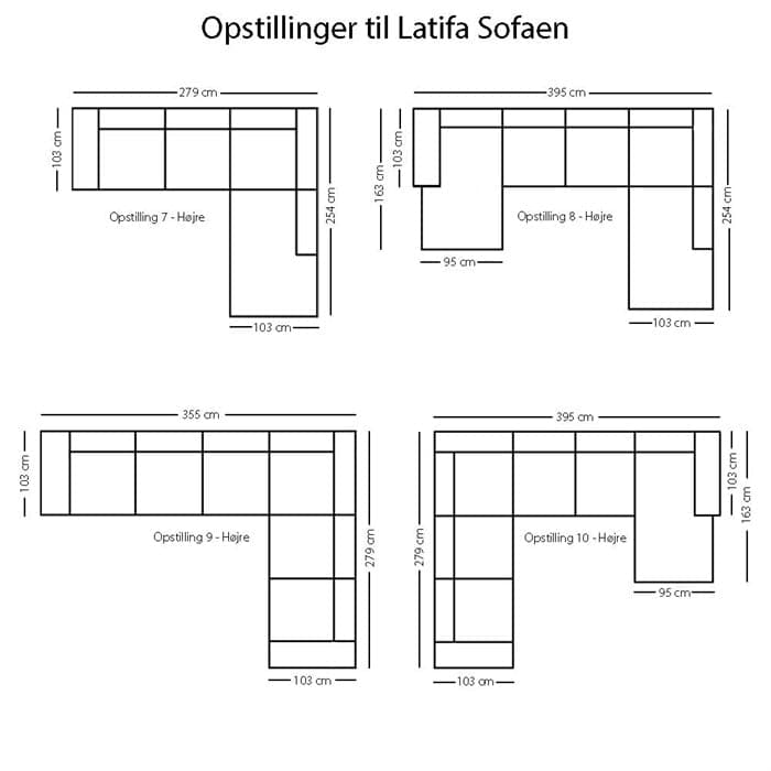 Fløjl sofa model Latifa - Forskellige Opstillinger