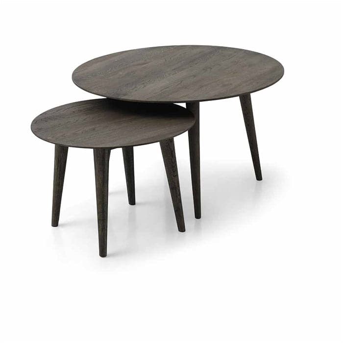 Java Kaffebord Sæt i Røget Eg (Ø85 cm + Ø60 cm)