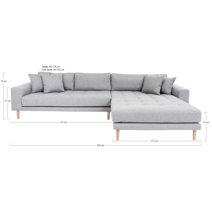 Lido 3-personers sofa med chaiselong højre - Lysegrå