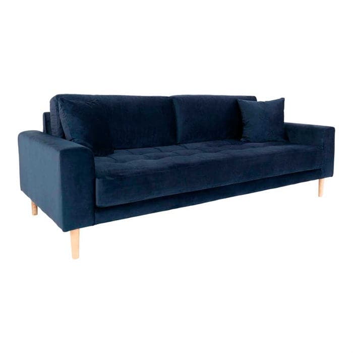 Lido 3-personers Sofa - Mørkeblå Velour, Skrå