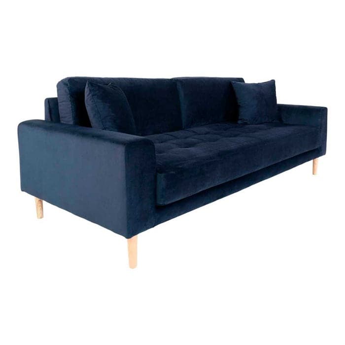 Lido 3-personers Sofa - Mørkeblå Velour, SIden