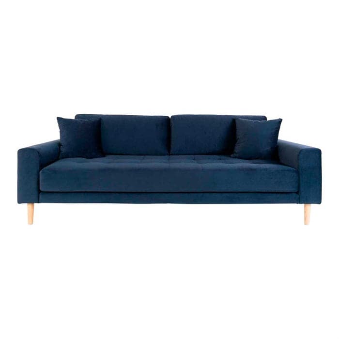Lido 3-personers Sofa - Mørkeblå Velour, Forfra