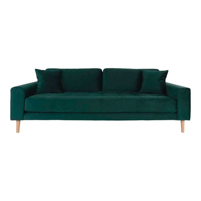 Lido 3-personers Velour Sofa - Mørkegrøn, Forfra
