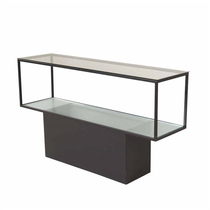 Maglehem Sidebord i Glas med sort metalstel - 130 cm.