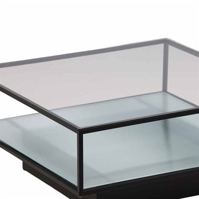 Maglehem Sofabord i Glas med sort metalstel - 90x90 cm.