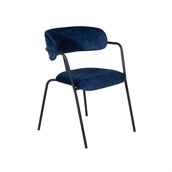 Arrow Spisebordsstol - Blå Velour - Skrå Forfra