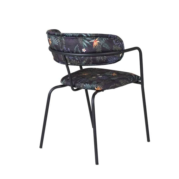 Arrow Spisebordsstol - Blomstret Velour - Skrå Bagfra