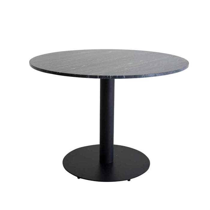 Estelle Spisebord i Grå Marmor med Sort Metalfod, Ø106 cm