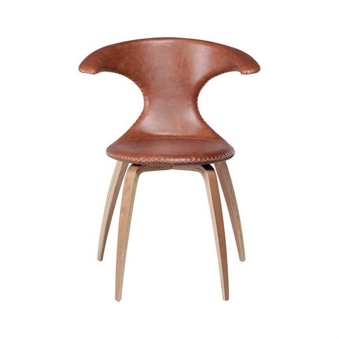 Flair Spisebordsstol i Lysebrun Læder med Egetræsben
