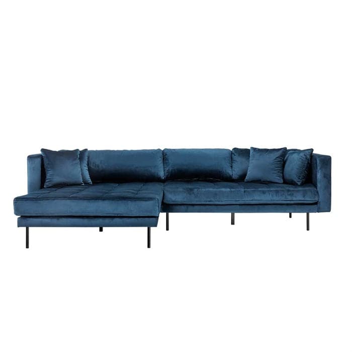 Matteo 3 personers sofa med (vendbar) Chaiselong venstre - Blå Velour