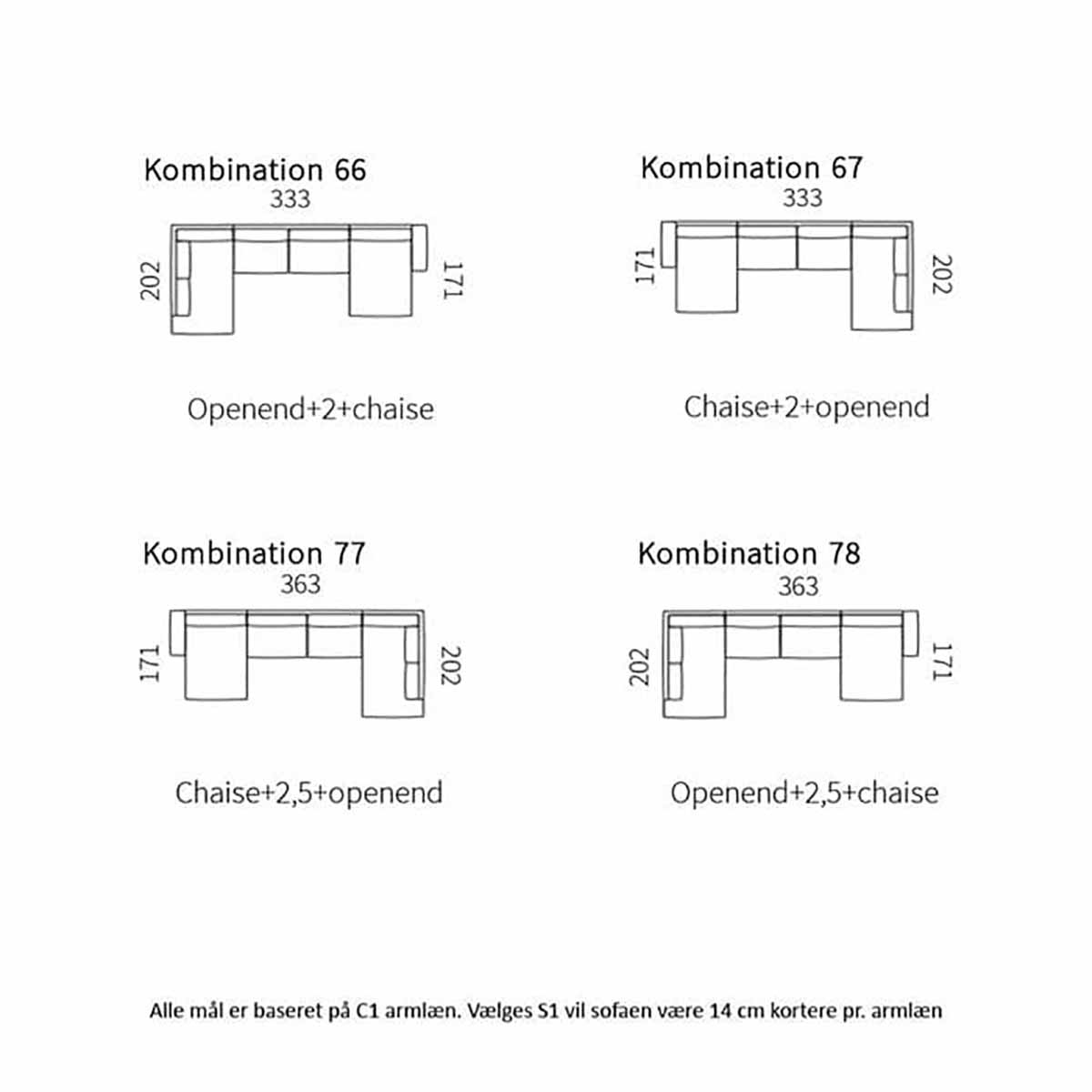 Nabbe U-Sofa - Vælg Farve og Opstilling