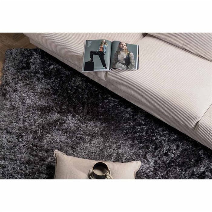 Fluffy Polyester tæppe i Dark Grey - 160x230 cm