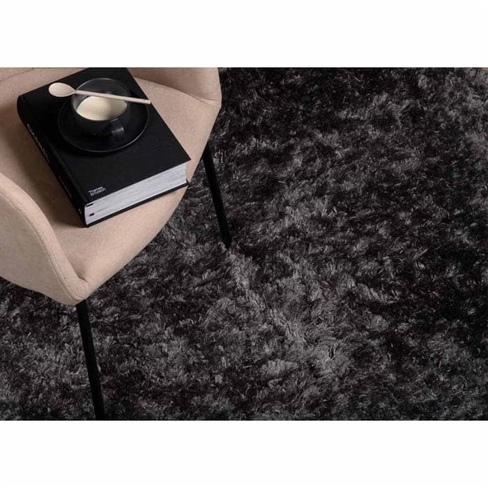 Fluffy Polyester tæppe i Dark Grey - 160x230 cm