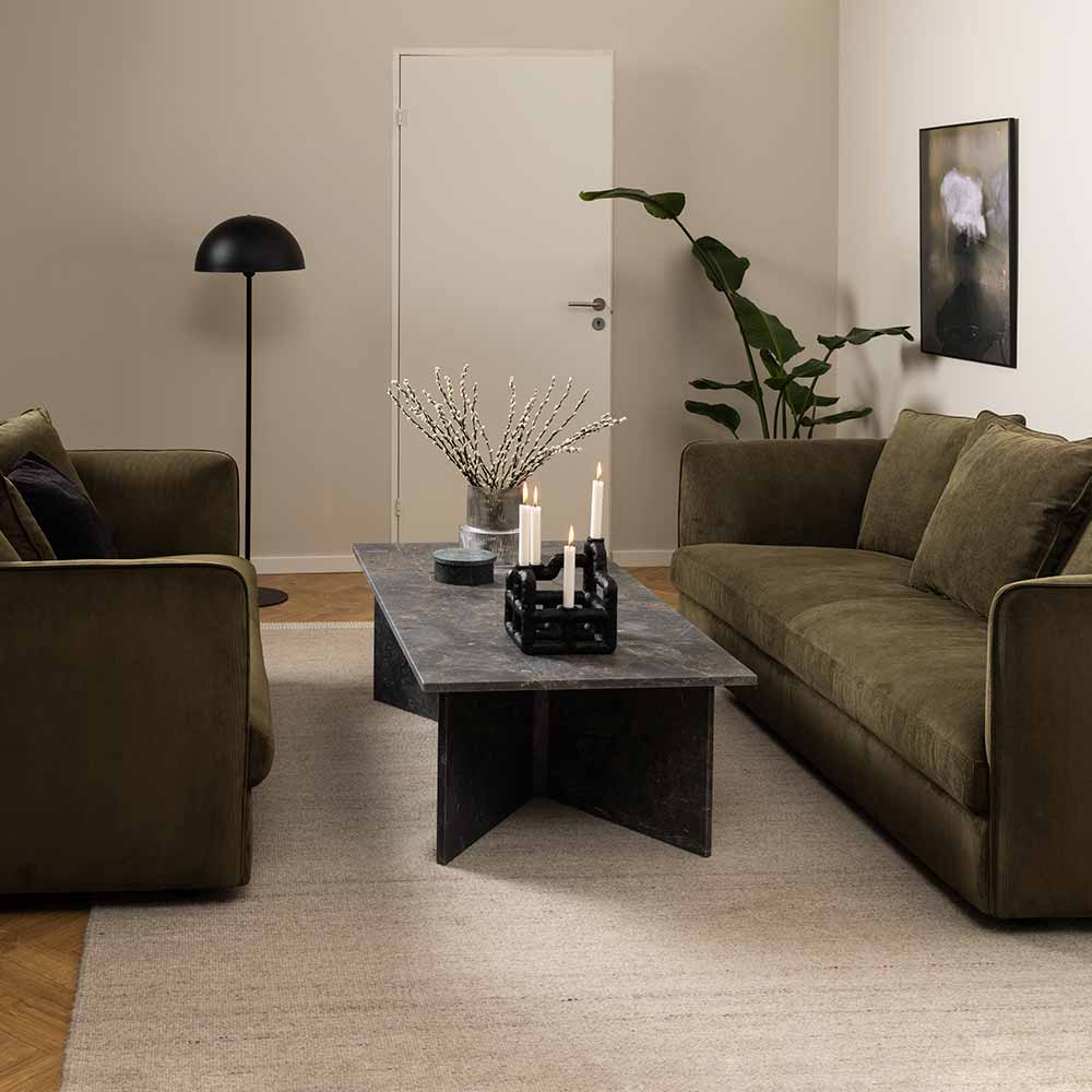 Vega sofabord 140x70 cm -Grå/brun marmor