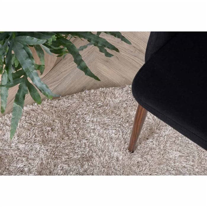 Bomuld Polyester Tæppe i sand - Ø200 cm