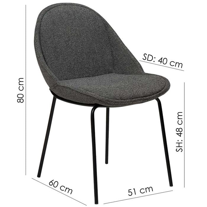 Arch spisebordsstol, mål