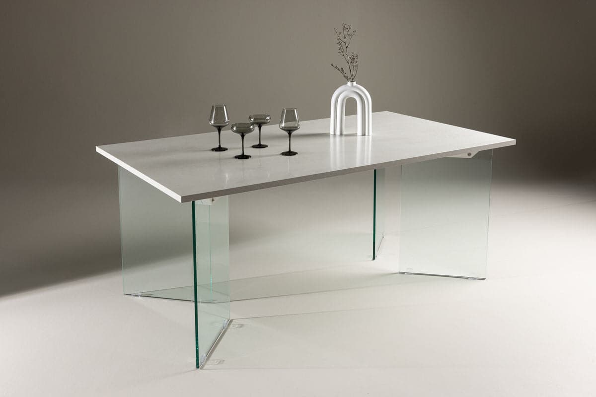 Ester Spisebord 100x180 cm  - Glas/ Beton look