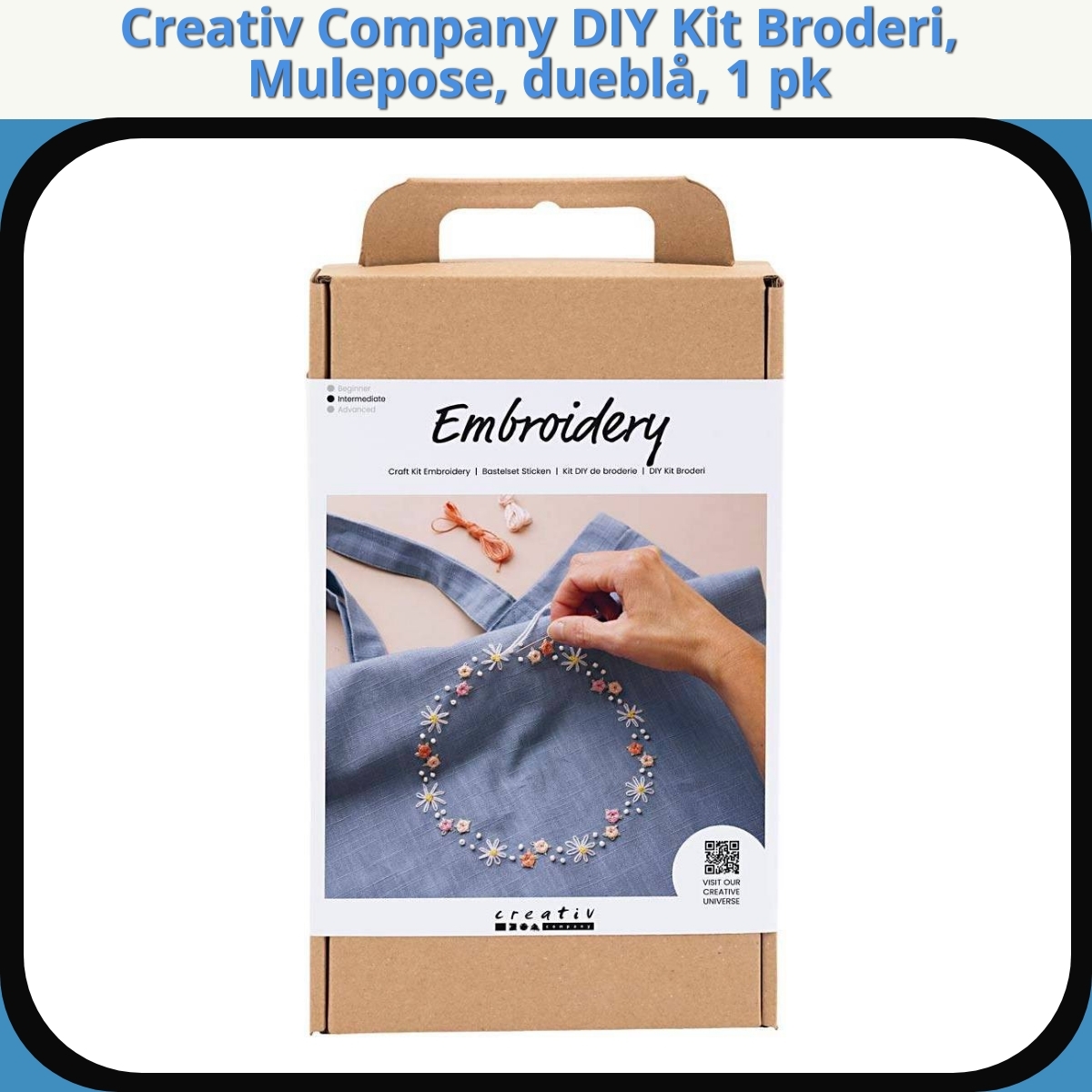 Anmeldelse af Creativ Company DIY Kit Broderi, Mulepose, dueblå, 1 pk
