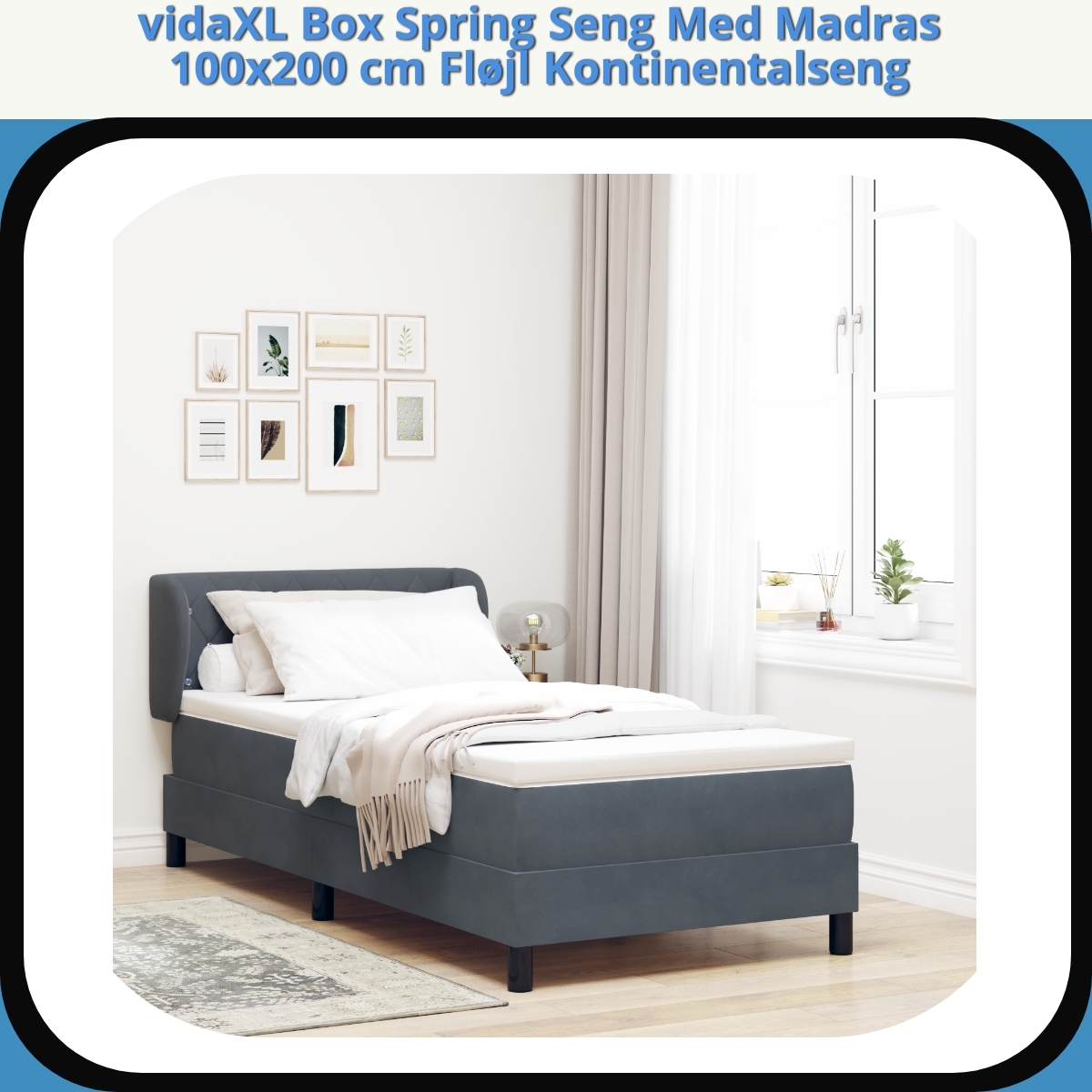 Anmeldelse af vidaXL Box Spring Seng Med Madras 100x200 cm Fløjl Kontinentalseng