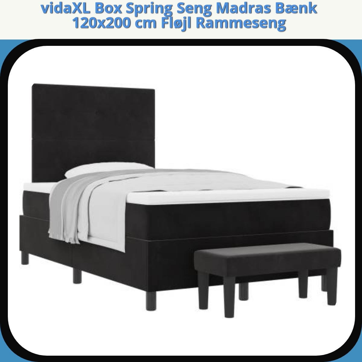 Anmeldelse af vidaXL Box Spring Seng Madras Bænk 120x200 cm Fløjl Rammeseng