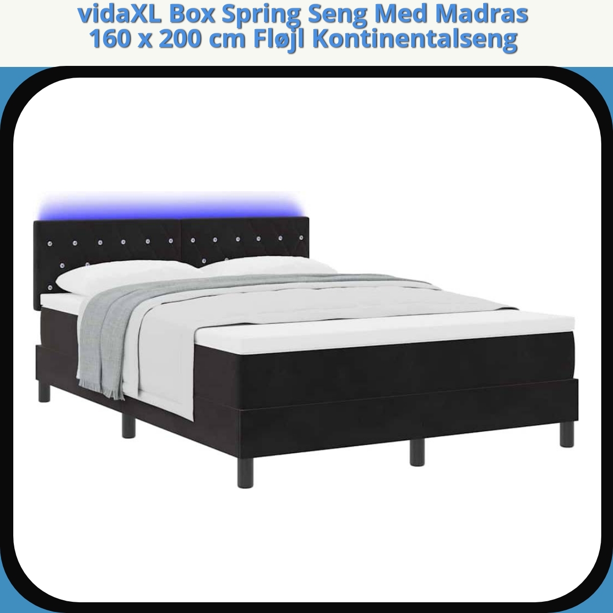 Anmeldelse af vidaXL Box Spring Seng Med Madras 160 x 200 cm Fløjl Kontinentalseng