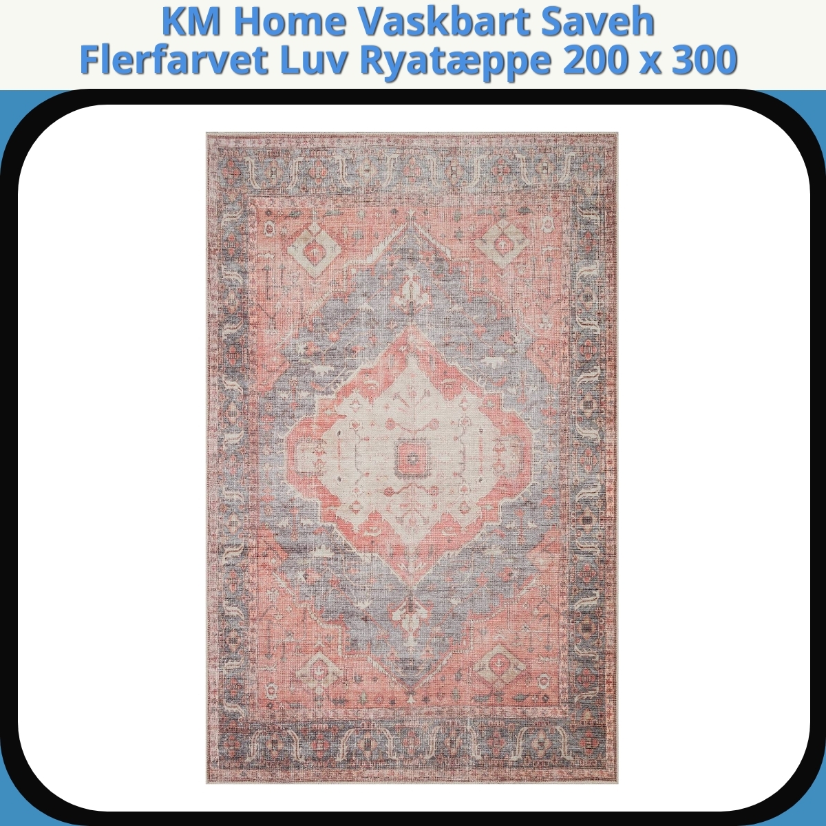 Anmeldelse af KM Home Vaskbart Saveh Flerfarvet Luv Ryatæppe 200 x 300