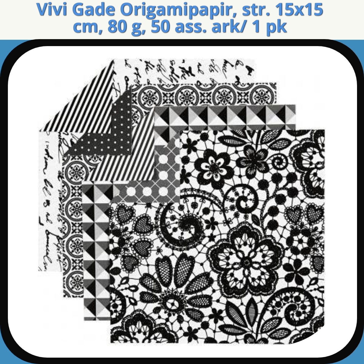 Anmeldelse af Vivi Gade Origamipapir, str. 15x15 cm, 80 g, 50 ass. ark/ 1 pk