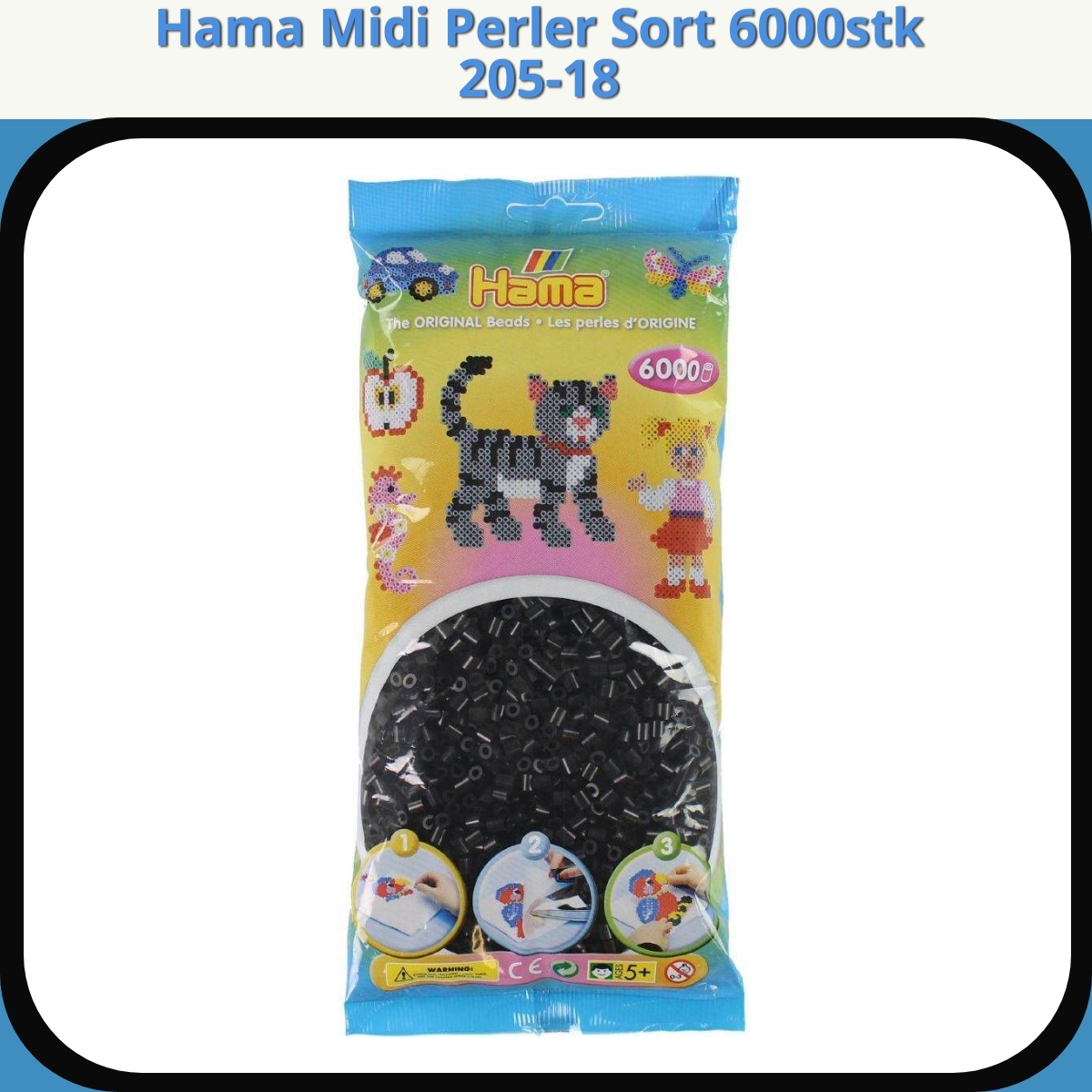 Anmeldelse af Hama Midi Perler Sort 6000stk 205-18