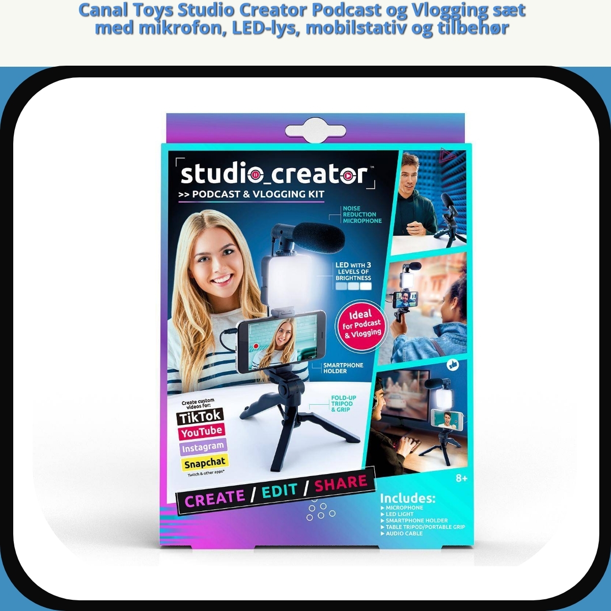 Anmeldelse af Canal Toys Studio Creator Podcast og Vlogging sæt med mikrofon, LED-lys, mobilstativ og tilbehør