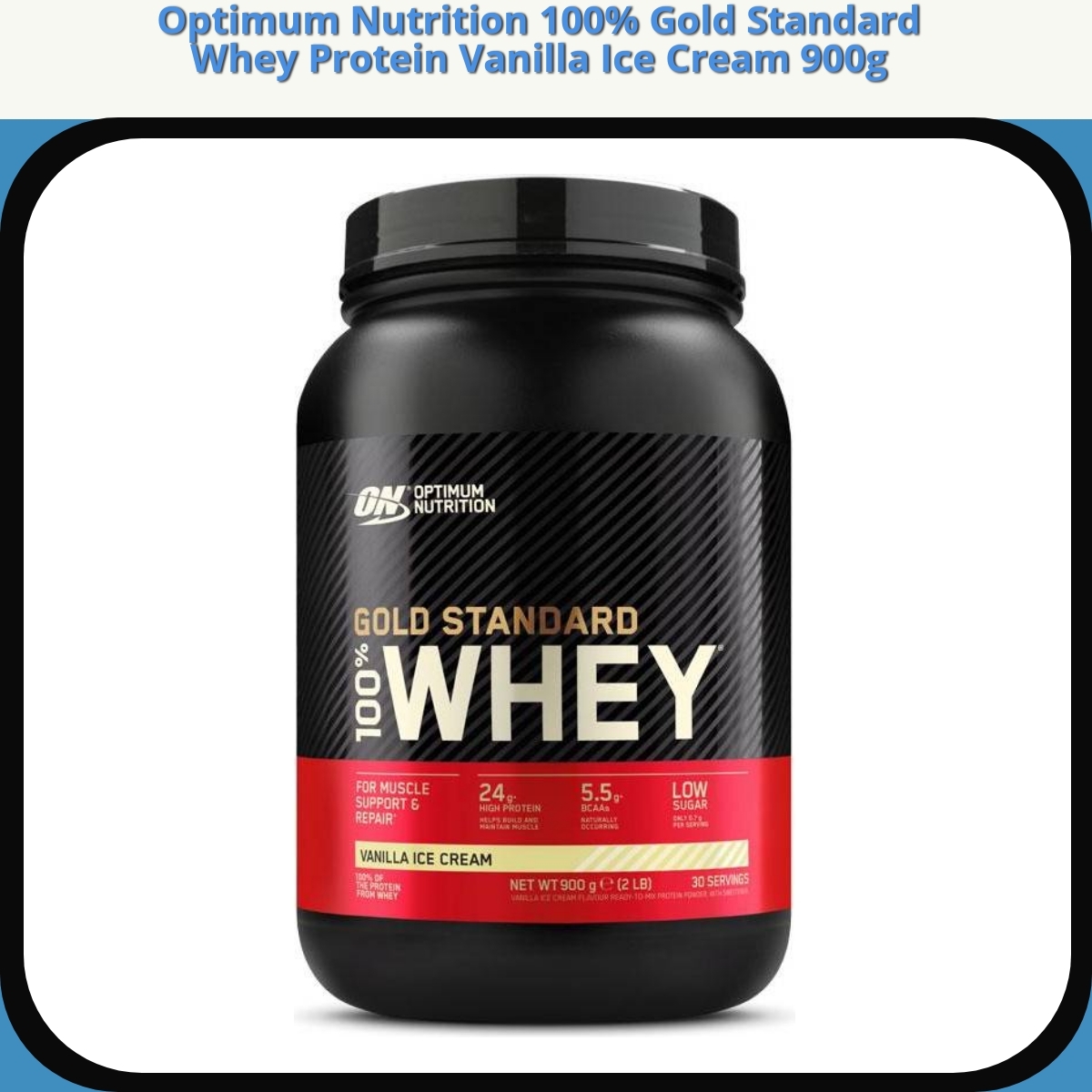 Anmeldelse af Optimum Nutrition 100% Gold Standard Whey Protein Vanilla Ice Cream 900g