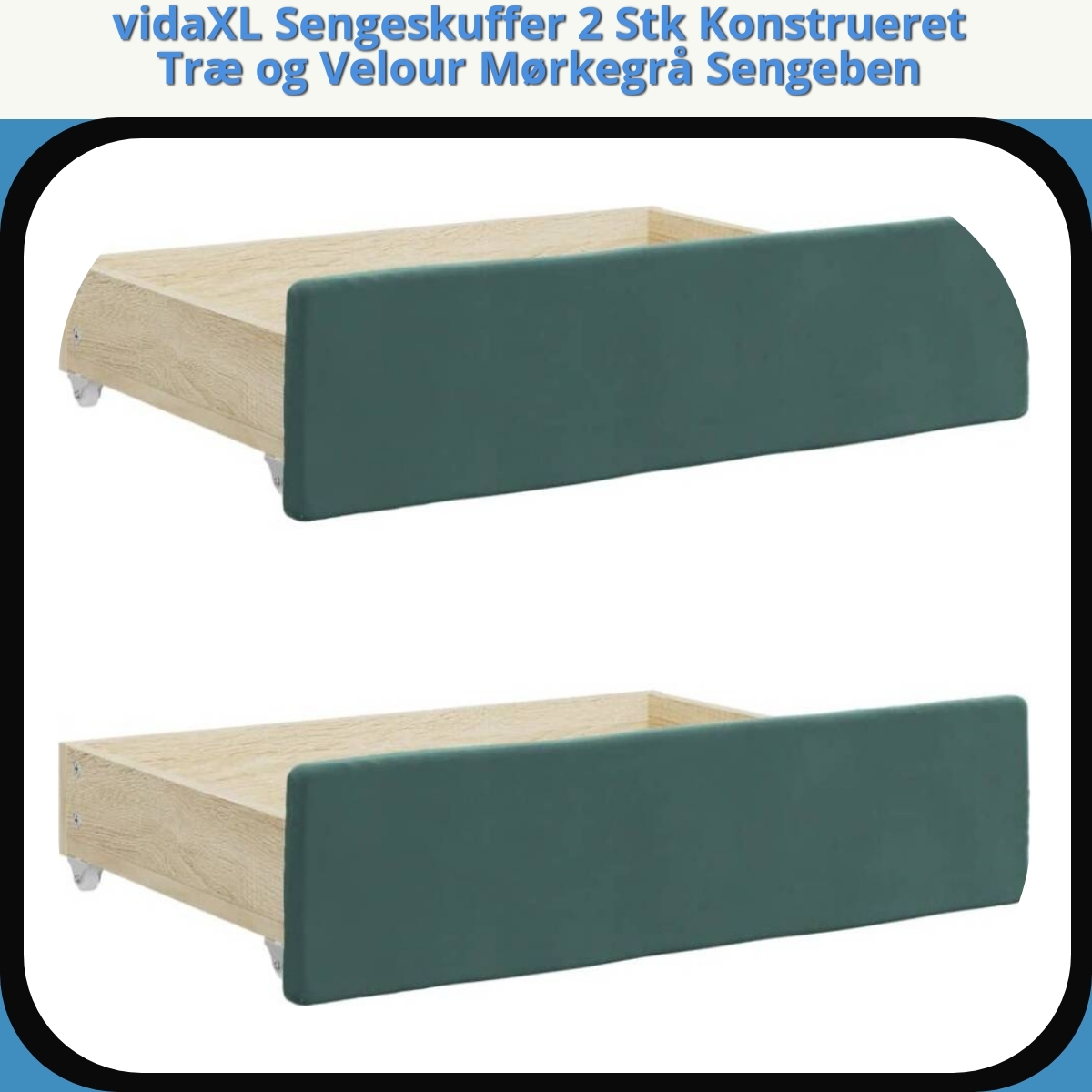 Anmeldelse af vidaXL Sengeskuffer 2 Stk Konstrueret Træ og Velour Mørkegrå Sengeben