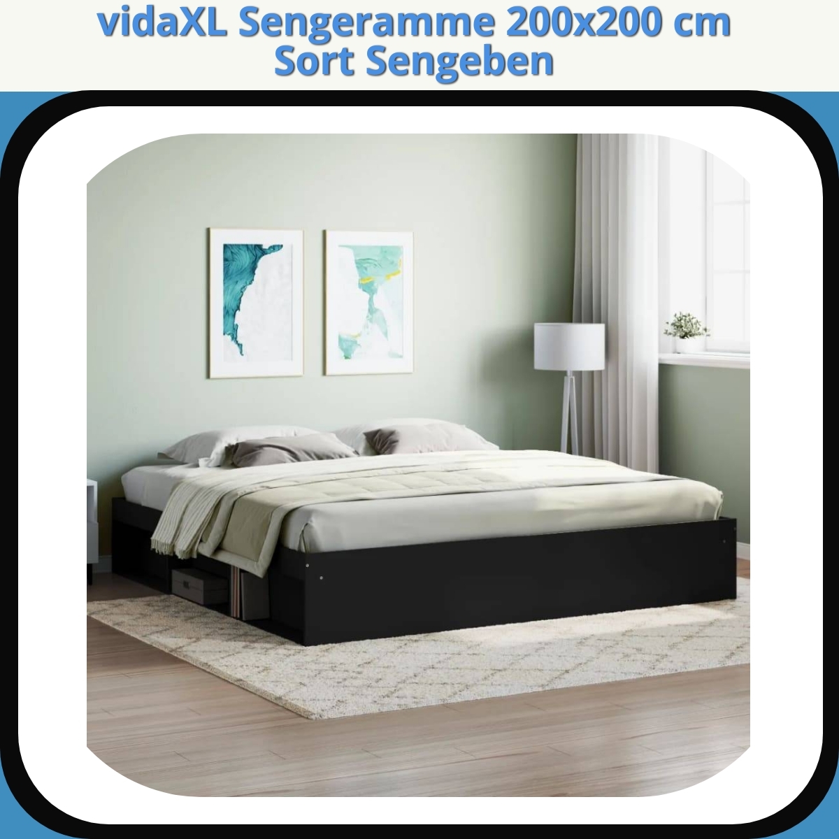 Anmeldelse af vidaXL Sengeramme 200x200 cm Sort Sengeben