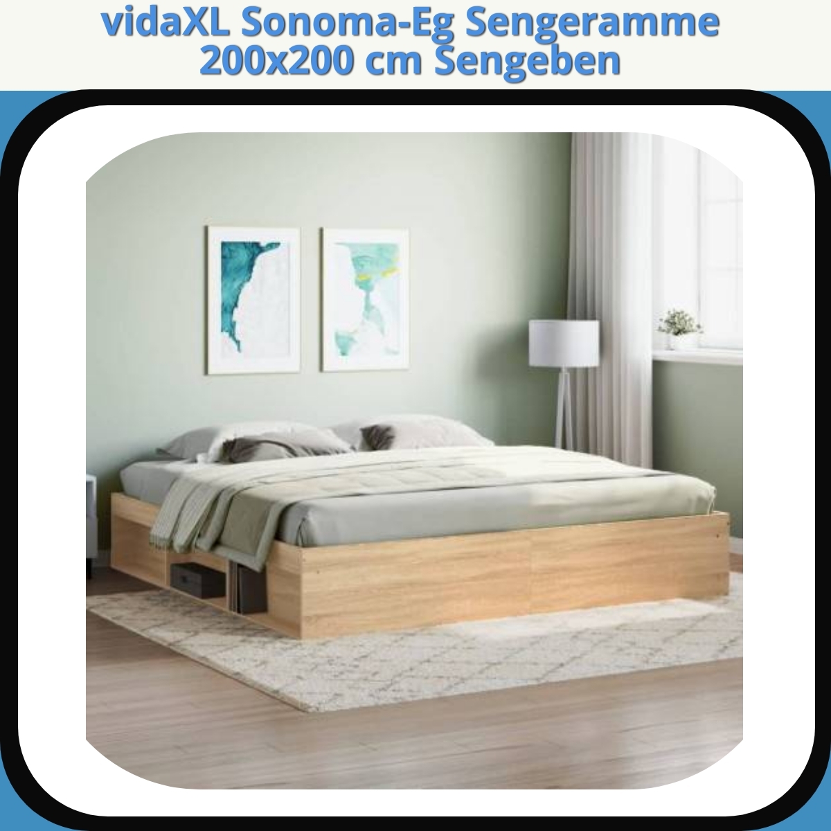 Anmeldelse af vidaXL Sonoma-Eg Sengeramme 200x200 cm Sengeben