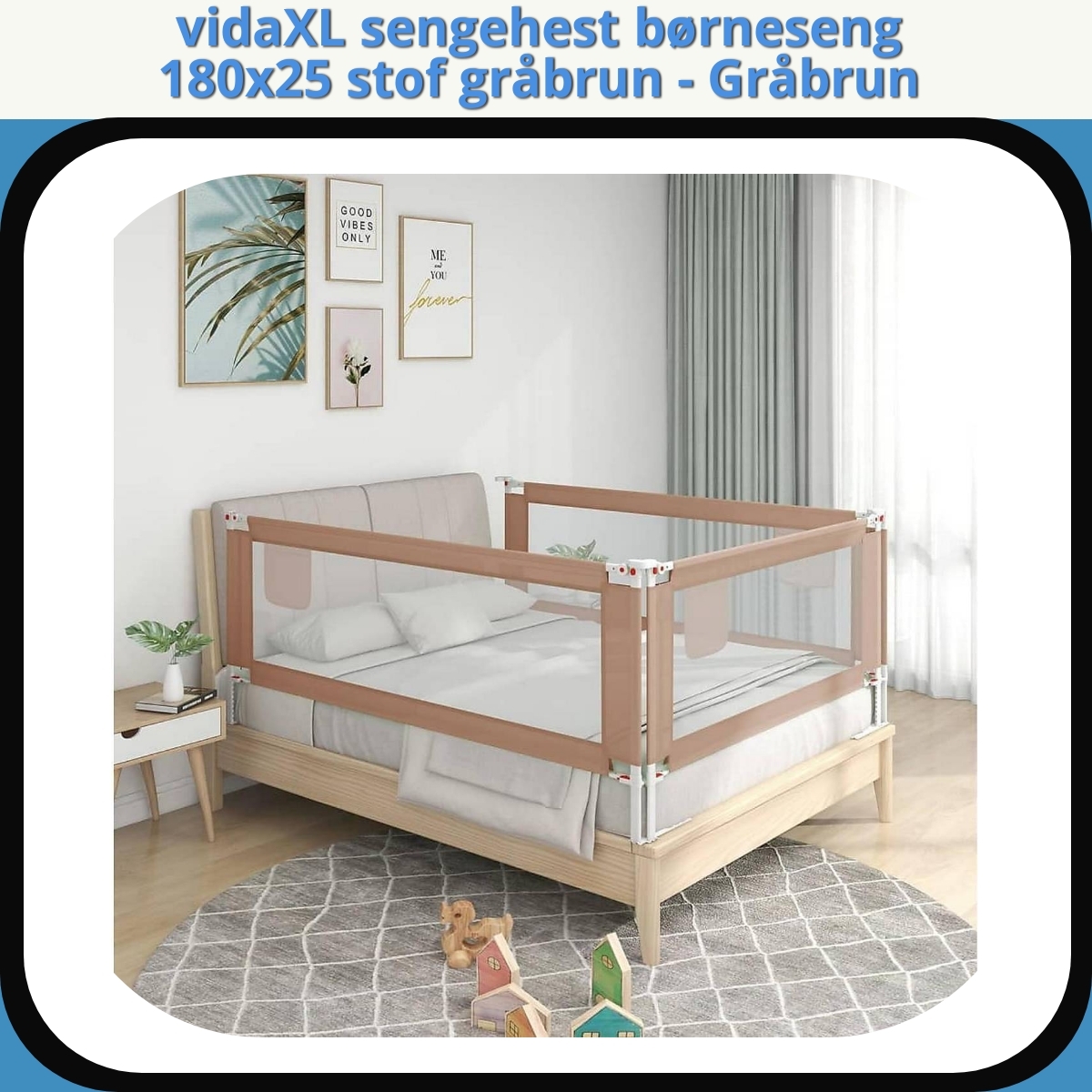 Anmeldelse af vidaXL sengehest børneseng 180x25 stof gråbrun - Gråbrun