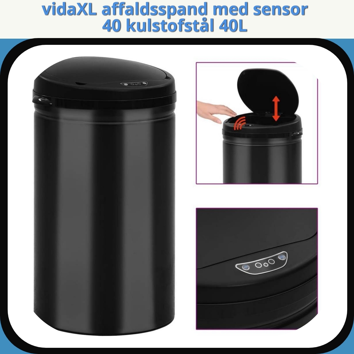 Anmeldelse af vidaXL affaldsspand med sensor 40 kulstofstål 40L