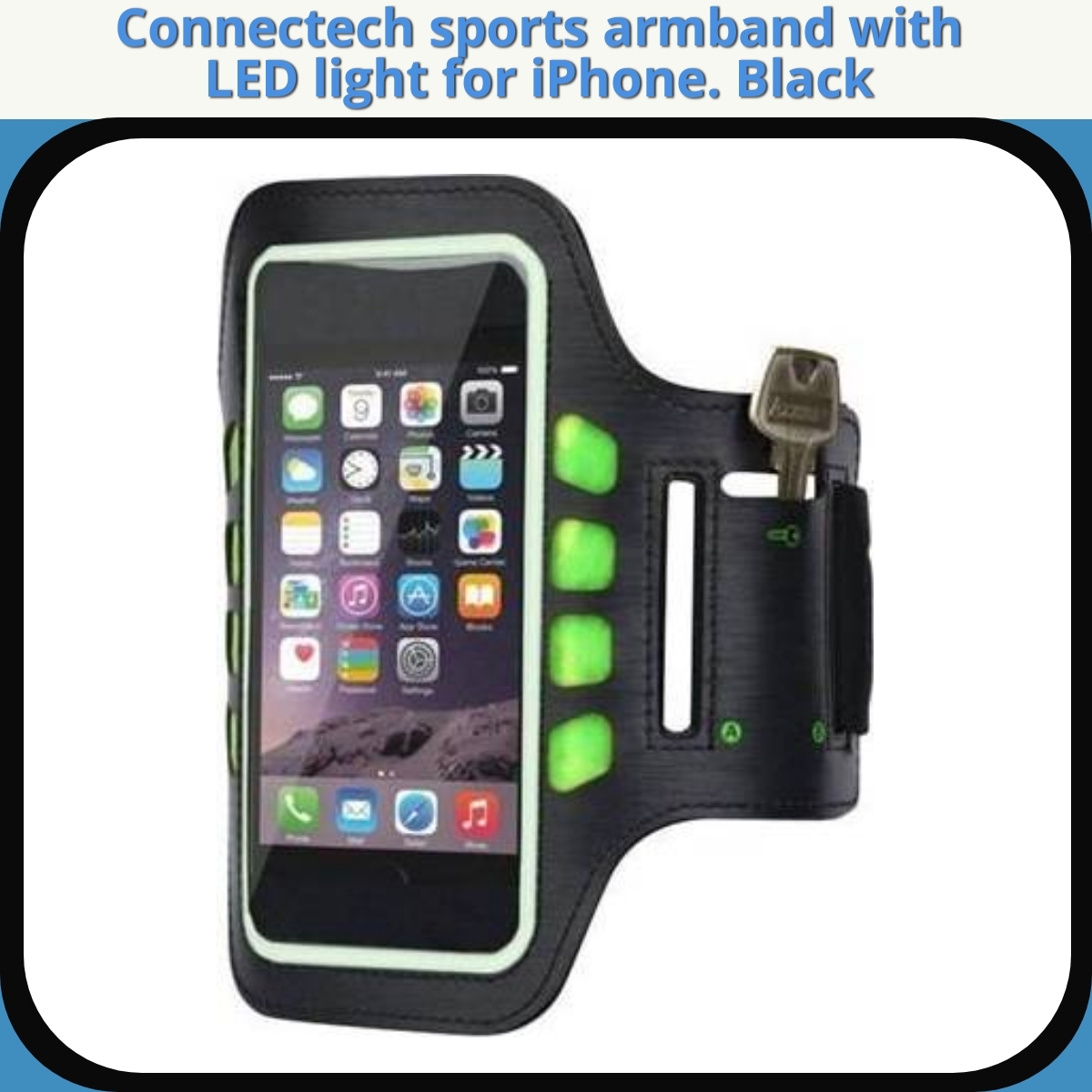 Anmeldelse af Connectech sports armband with LED light for iPhone. Black