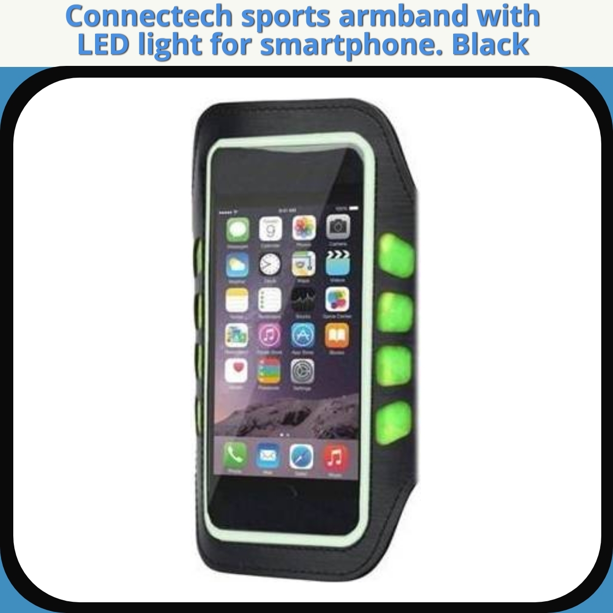 Anmeldelse af Connectech sports armband with LED light for smartphone. Black