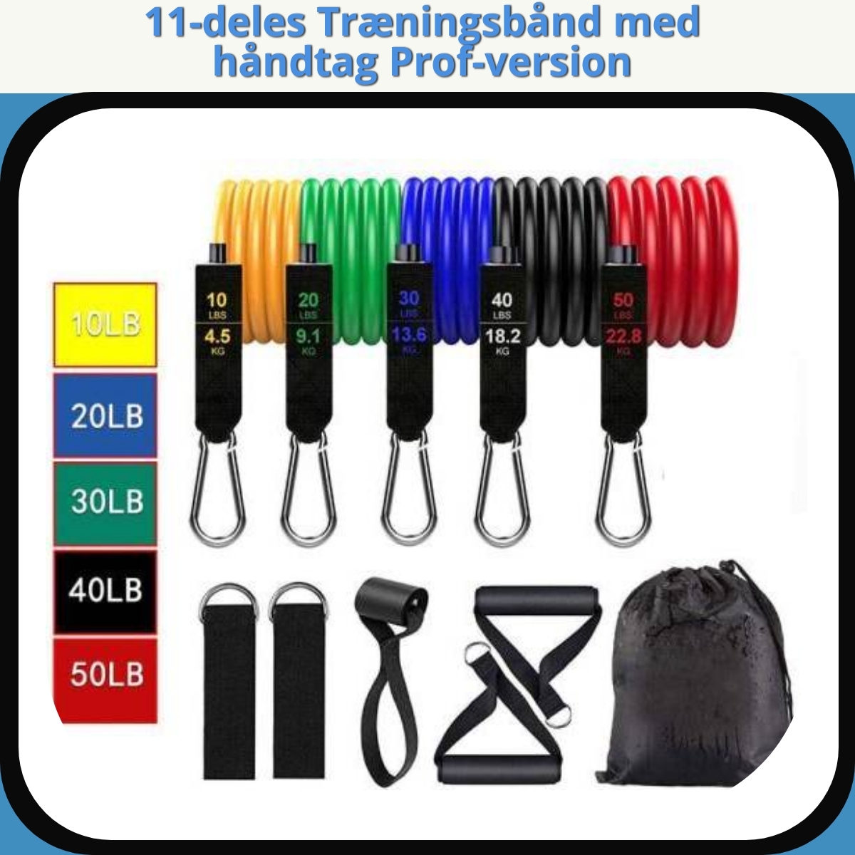 Anmeldelse af 11-deles Træningsbånd med håndtag Prof-version